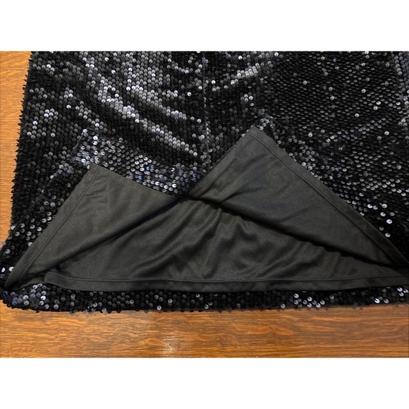 Ann Taylor Pencil Skirt Lined Back Vent Back Zip Up Sequined Dark Navy Size 14 - Picture 4 of 7